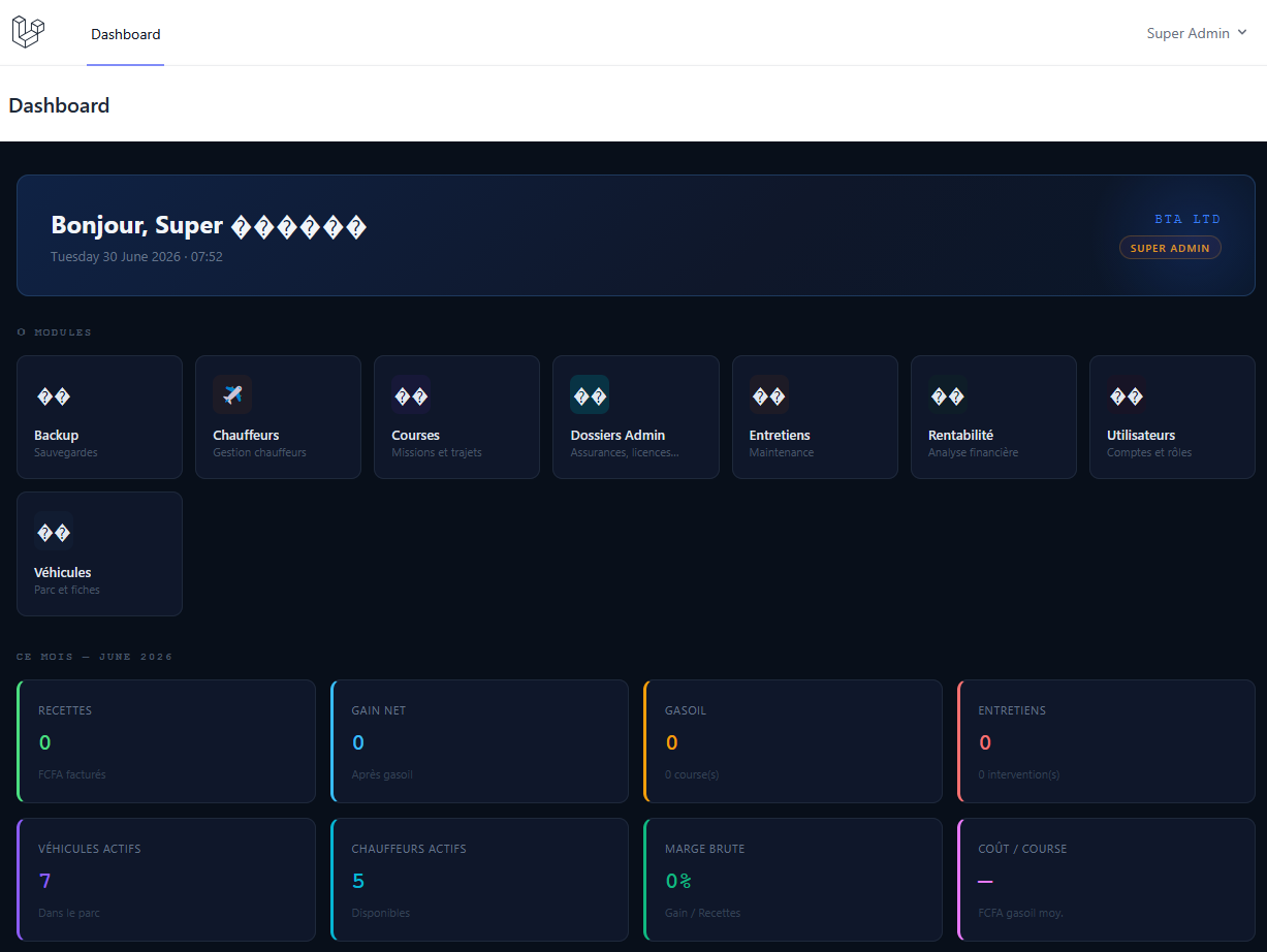 Plateforme de gestion de flotte LCI — tableau de bord
